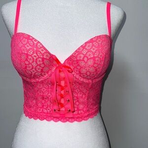 Victoria’s Secret bright pink padded Demi buste coussine size 34C NWT